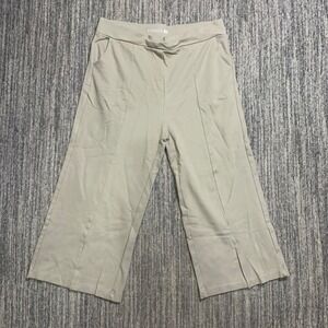 TAPATA Wide Leg Crop‎ Pants Split Hem Pull On Casual Khaki XL